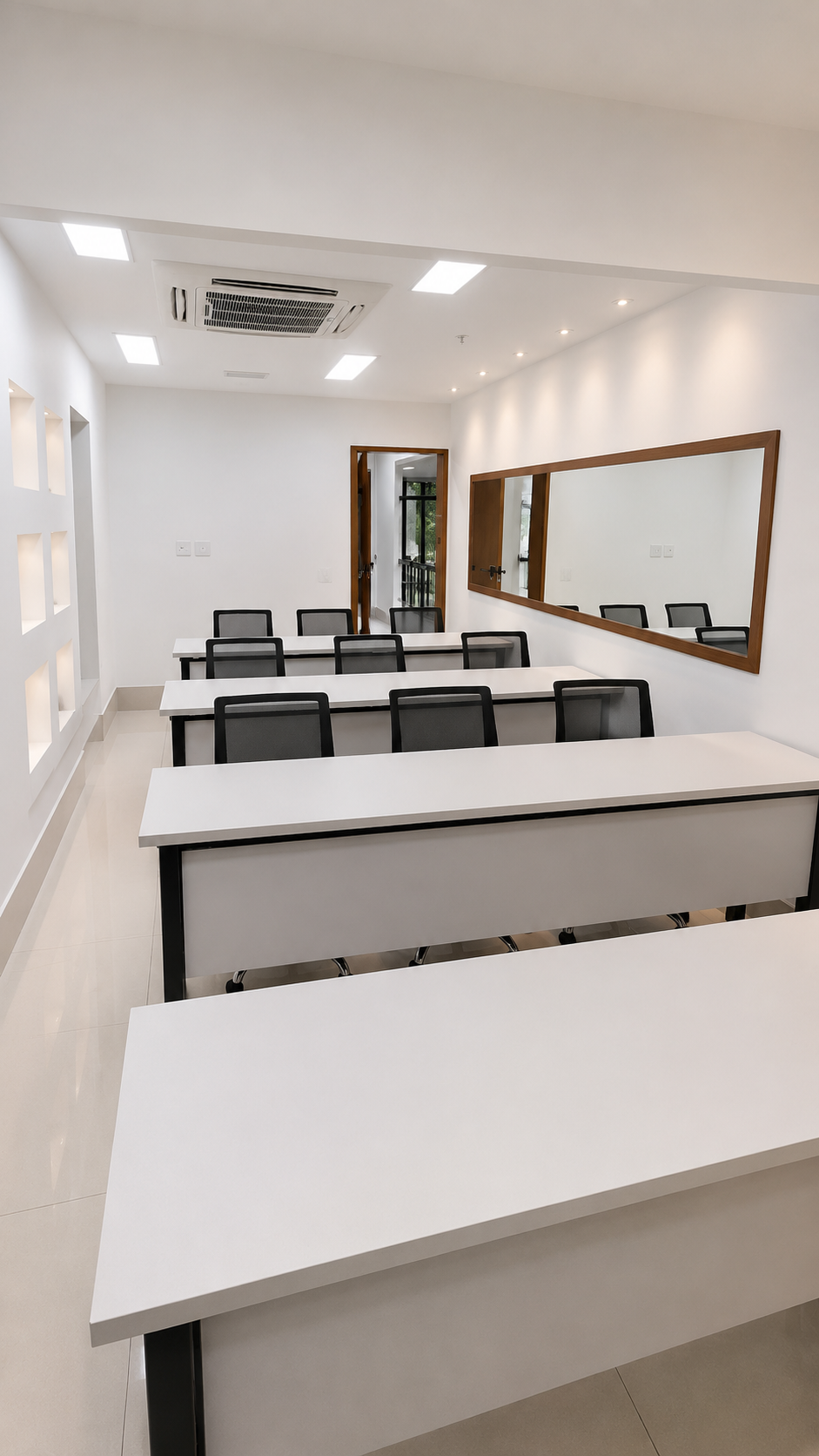 Sala JK em formato sala de aula vista da frente para o fundo